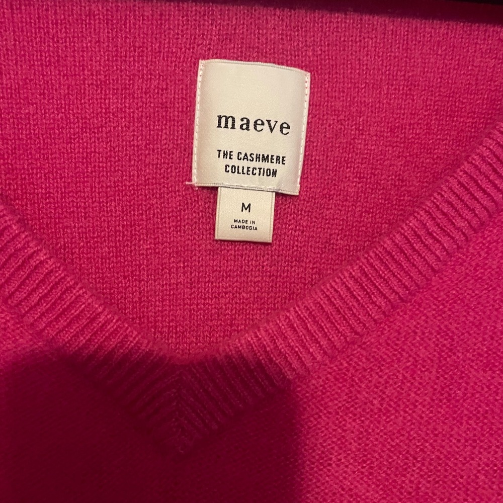 Maeve‎ Anthropologie Cashmere V Neck Sweater Oversized pink soft girl bridal - Picture 4 of 5